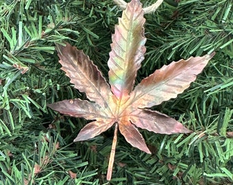 Copper Hemp Leaf Ornament