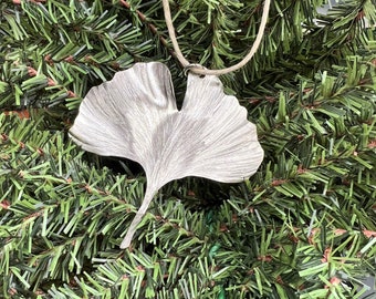 Ginkgo Leaf Ornament, Nickel Silver, German Silver