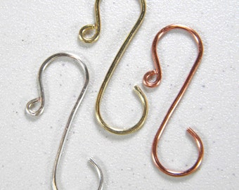 Mid-size (1 1/2 inch) Ornament Hooks in Gold, Silver, Copper, Rose Gold, or Black,  Set of 12