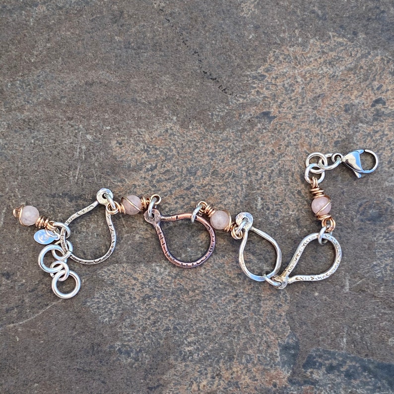 Oval Balloon Links Bracelet with Pink Morganite Beads