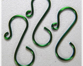 Mid-size (1 1/2 inch) Emerald Green Ornament Hooks, Set of 12