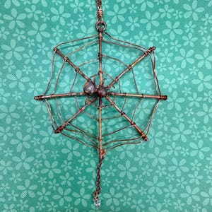 Copper Spider in Web Ornament, Christmas Spider image 2