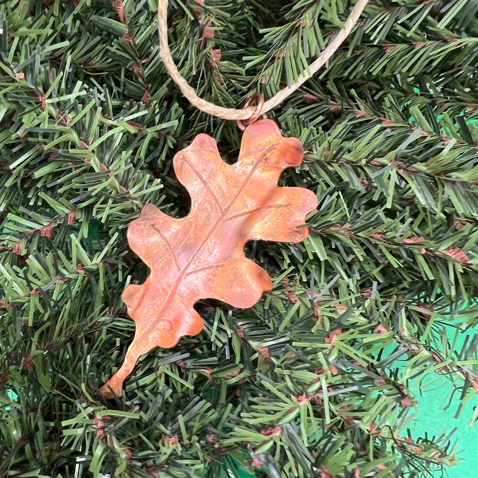 Copper Oak Leaf Ornament Etsy