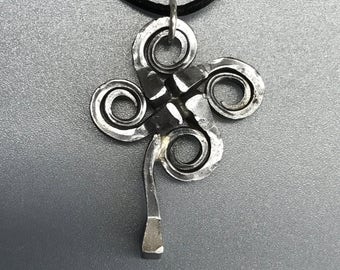 Horseshoe Nail Shamrock; Four Leaf Clover Necklace #2