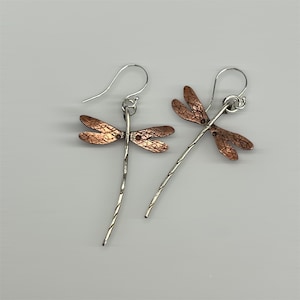 Dragonfly Earrings, Mixed Metal