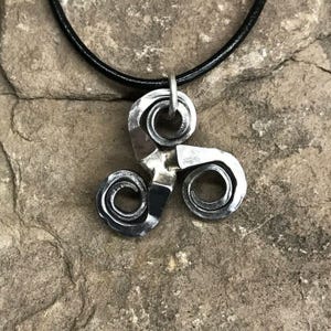 Horse Shoe Nail Triskelion Equestrian Pendant #2