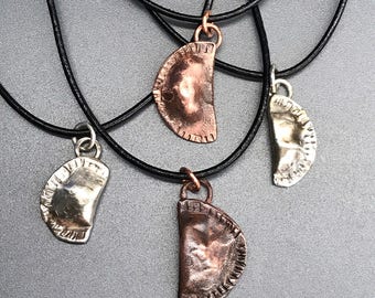 Pierogi Pendant, Sterling Silver or Copper