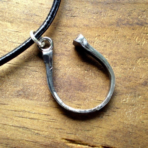 Horseshoe Nail  -Lucky Horseshoe- Equestrian Pendant Necklace