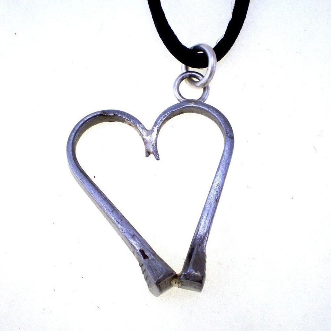 Horseshoe Nail Heart Pendant Necklace Etsy