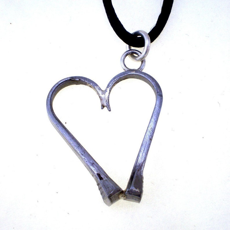 Horseshoe Nail Heart Pendant Necklace Etsy
