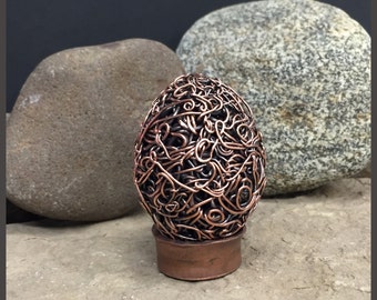 Woven Copper Dragon Egg Collectible Sculpture