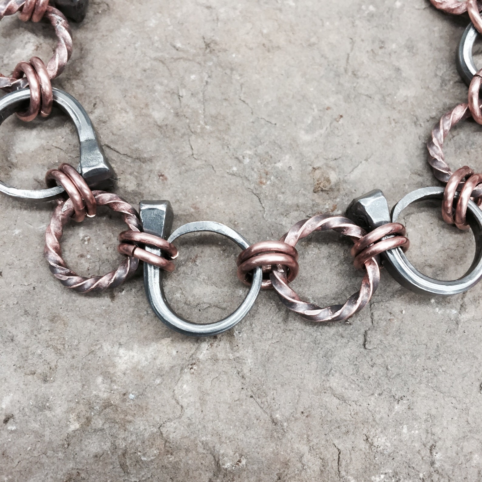 Horseshoe Nail & Copper Circle Links Equestrian Bracelet Etsy