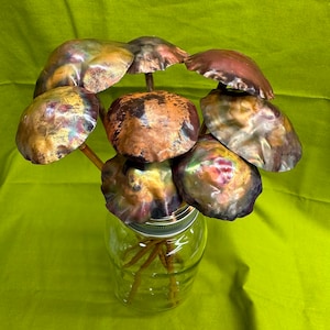 Copper Mushroom Plant Stick, Garden Decor. image 7