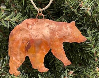 Copper Bear Ornament, Blank or Personalized