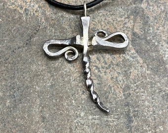 Horseshoe Nail Dragonfly Pendant