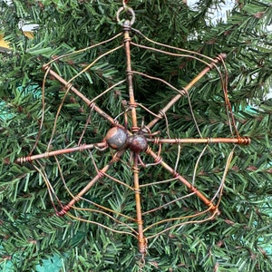 Copper Spider in Web Ornament, Christmas Spider