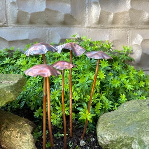 Copper Mushroom Plant Stick, Garden Decor.