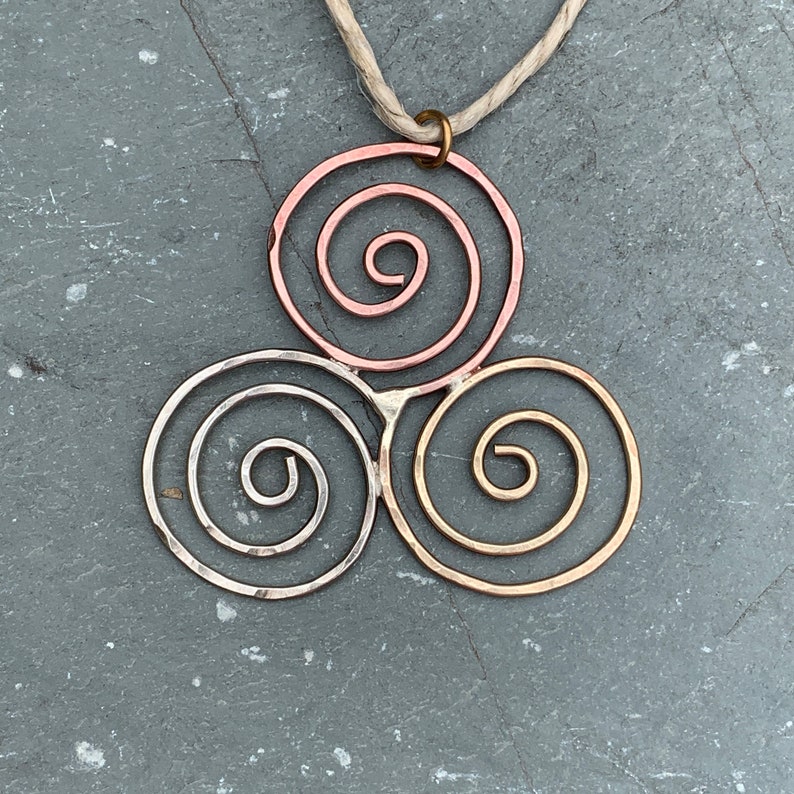 Triskelion Ornament, Tri-Color Triple Spiral image 2