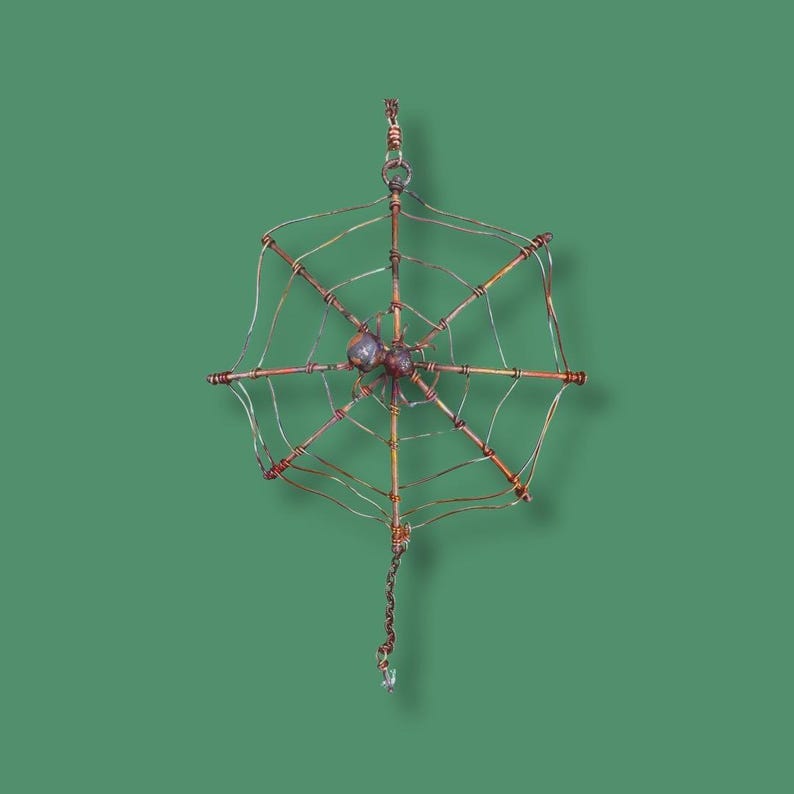 Copper Spider in Web Ornament, Christmas Spider image 5