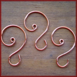 Small Copper (1 1/8" to 1 1/4") Ornament Hooks, Set of 12