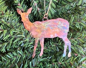 Copper Doe Deer Ornament