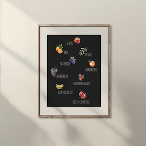 Fruit of the Spirit Wall Art Printable - Christian Bible Verse Digital Download, Christian Home Decor, Scripture Bible Art