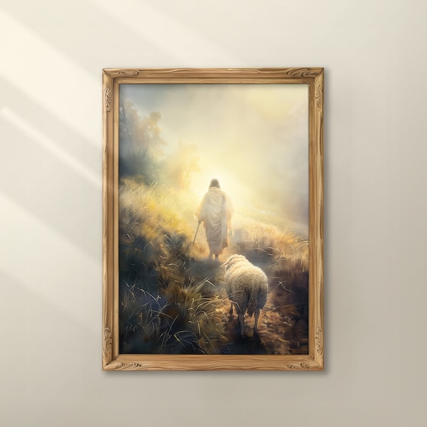 Christian Wall Art, Parable of the Lost Sheep Print, Jesus Art, Home Decor, Christian Gifts, Home Gift, Good Shepherd Poster