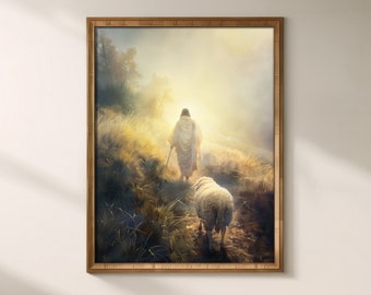 Good Shepherd Art Print | Jesus and Lost Sheep Parable (Digital Download)