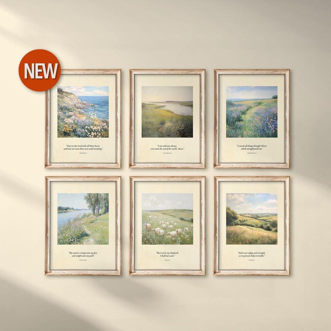 Bible Verse Wall Art Bundle 6 Modern Christian Art Scripture Wall Art 
