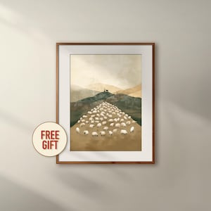 Christian Art Jesus Leaves the 99 Parable of the Lost Sheep, Jesus The Good Shepherd Print
