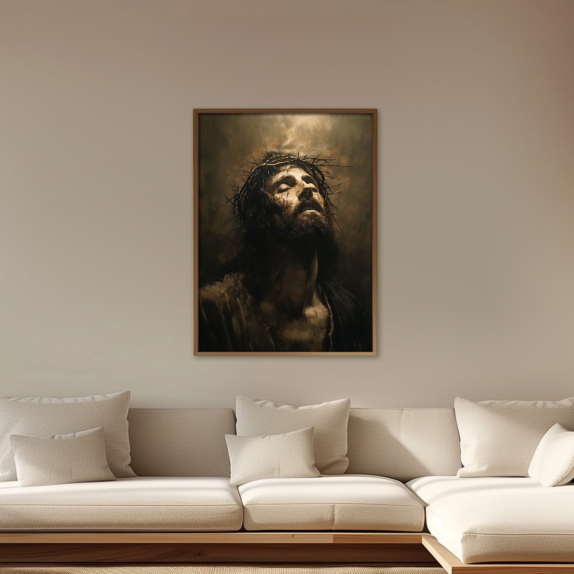 Jesus Wearing Crown of Thorns Christian Wall Art Digital Print Download ...