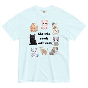 She Who Reads With Cats (For All Book And Cat Lovers)