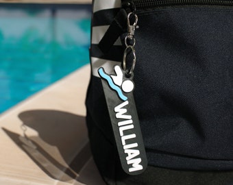 Custom Swim Team Bag Tag: Personalized 3D Printed Keychain