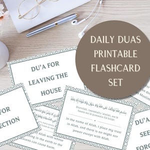 Flashcards Du'a du jour | Cartes islamiques imprimables pour les anciens et les débutants | Arabe, translittération et signification anglaise