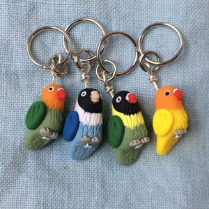 Miniature Lovebird Stitch Markers (flock of four)