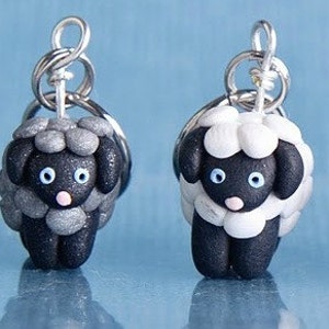 Sheep Polymer Clay Stitch Markers (flock of 4 miniature sculpted knit, crochet accessories)