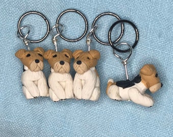 Wirehaired Fox Terrier Stitch Markers - set of 4