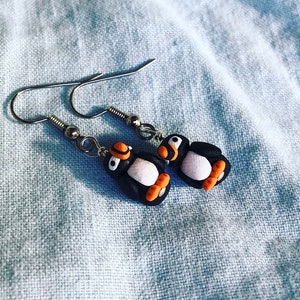 Puffin Polymer Clay Sculpted Earrings Stainless Steel