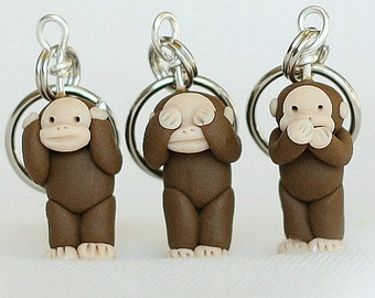 See No Evil Monkey plus Banana Stitch Markers (set of 4)