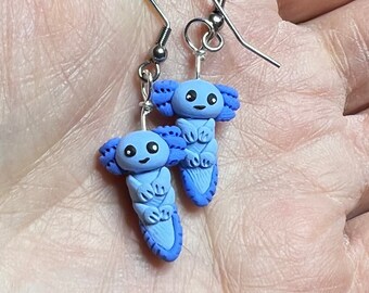 Axolotyl Polymer Clay Sculpted Earrings Stainless Steel
