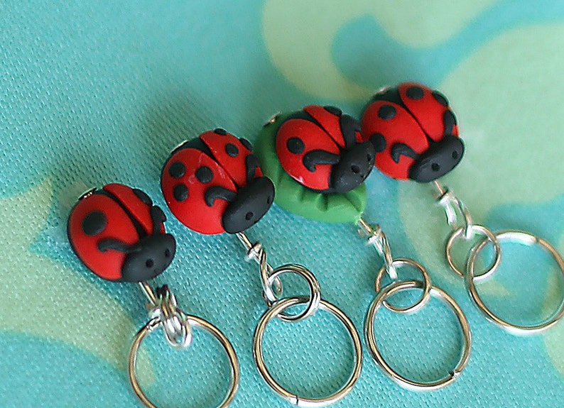 Ladybug Stitch Markers set of 4 image 1