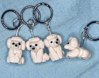 White or Black Poodle Stitch Markers (set of 4)