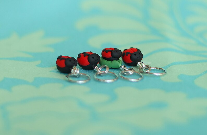 Ladybug Stitch Markers set of 4 image 3