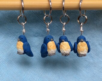 Eastern Bluebird Stitch Markers  flock of 4