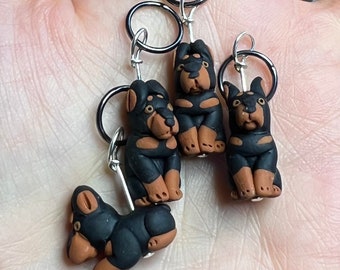 Doberman Pinscher Polymer Clay Dog Stitch Markers (set of 4 accessories)