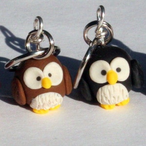 Owl Polymer Clay Miniature Stitch Markers Flock of 4 image 4