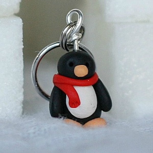Chilly Pinguin Maschenmarkierer von 4 Miniatur Polymer Clay Polartier Strick- und Häkelaccessoires