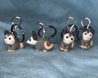 Opossum Stitch Markers or Progress Keepers (Passel of 4)