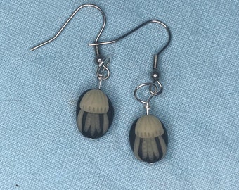 Glow in the Dark Jellyfish Polymer Clay Sculpted Earrings Stainless Steel