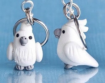 Umbrella Cockatoo Stitch Markers (flock of 4)